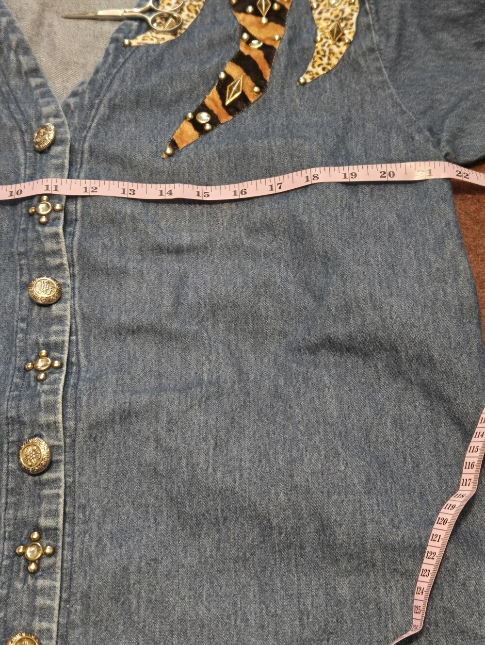 Le Fete 80s/90s Maximalist Western-style Cotton Denim Shirt With Animal Print XL - Picture 7 of 10